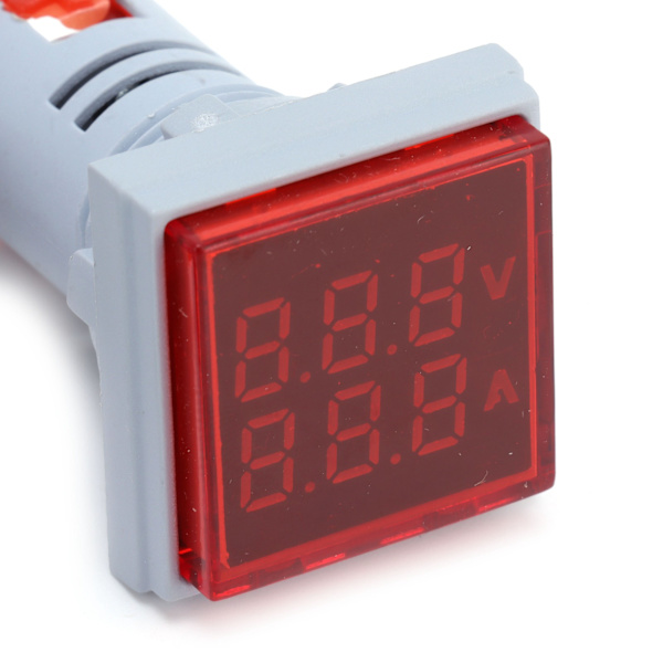 Strømsignalindikator Universal 2‑Skærms Kvadratisk Lampe Lys 60~500V AC AD16‑22FVARød