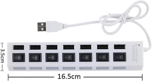 Højhastigheds USB2.0 Hub med 7 USB-porte og Blå LED-indikator