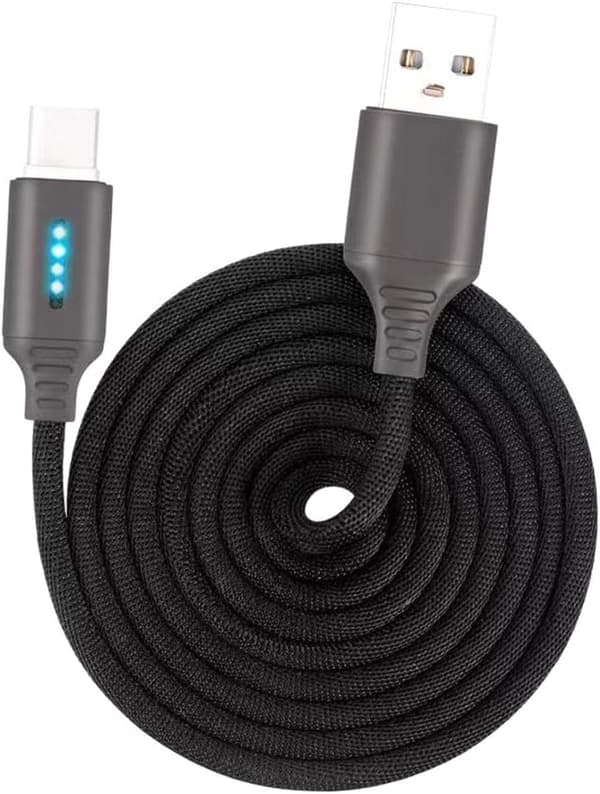 USB-C Hurtig Opladerkabel, Nylon Synkroniserings Datatransmissions Opladerkabel - Smart Auto Sluk Kabel til Samsung/Oneplus (Sort)