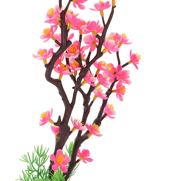Akvarium Blomsterdekorasjon Simulering Kunstig Landskap Plommeblomst Fiskedam Planter for Akvarium Dekor Rosa