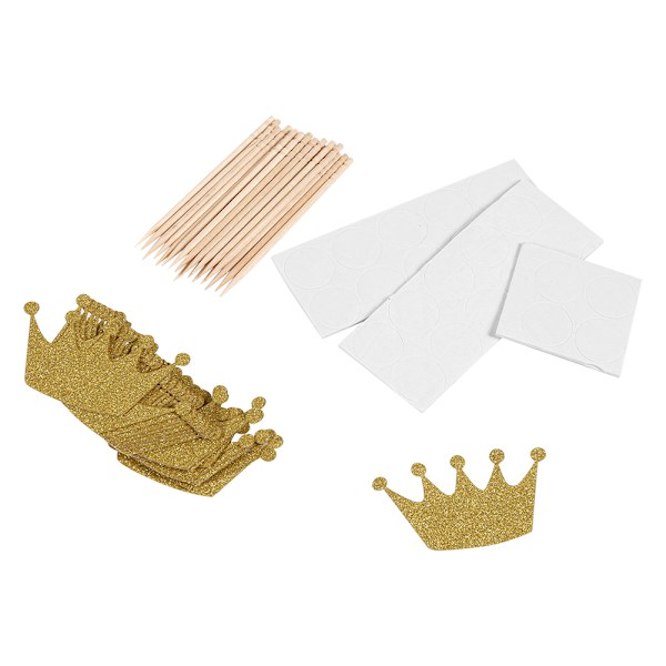 24 stk/pakke Gullglitter Bryllup Baby Shower Bursdag Cupcake Topper Dekorasjon (Kroneform)