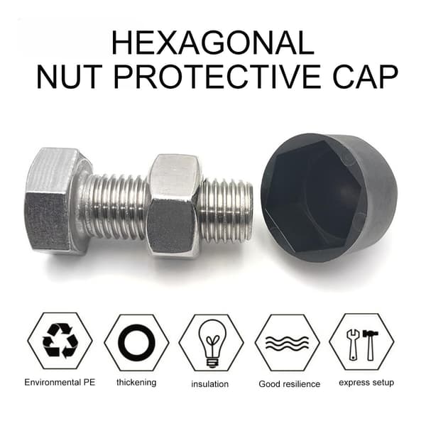 M10 Kronmutter för 17mm Nyckel, Antracit, 50 Stycken, Hålplugg