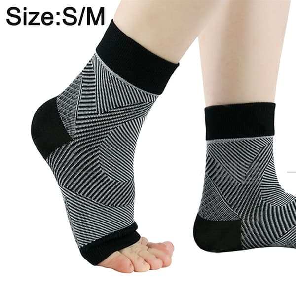 Ankelstöd, elastisk yogaövningskompressionsärm, tryckfotsärm black(a pair) S/M