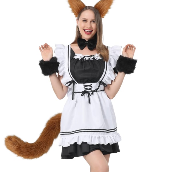 Fuskpäls Katt Räv Varg Furry Tail and Clip Ears for Halloween Par A