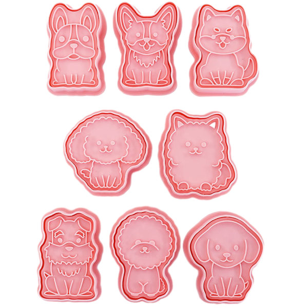 Puppy Mold Set -8 pieces - Puppy Printed Embossed Cookie molds