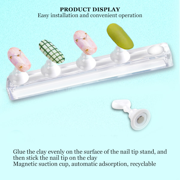 Magnetisk Nageltips-Stativ för Övning, Falska Naglar, Polish, Gel, Displayhållare, Bas, Manikyrverktyg