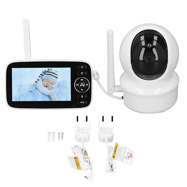 4,3 tommer Babymonitor Klar Billede Wifi Forbindelse Nattesyn Funktion Realtids Lyd Automatisk Babymonitor 100‑240V EU Stik