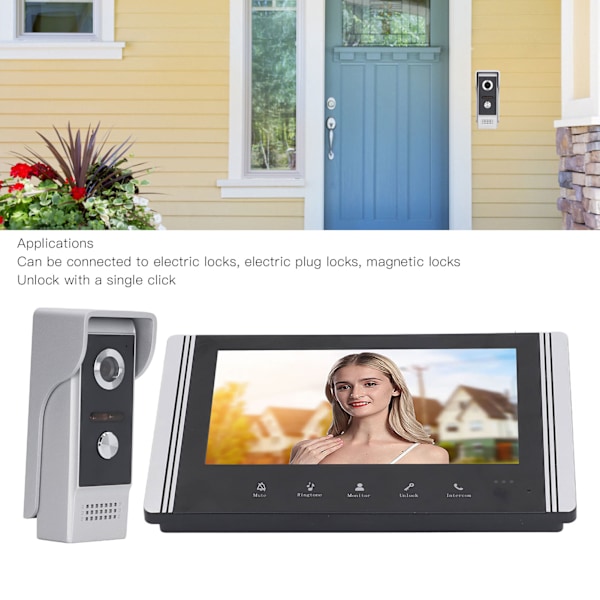 7 Tums WiFi Videodörrklocka Intercomsystem Smart 1 för 1 Visuell Telefon Fjärrkontroll Video Intercom Ingångssystem EU-kontakt