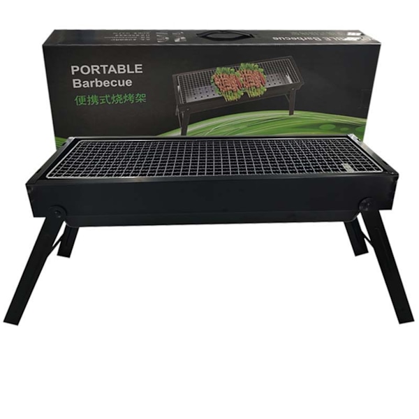 Bærbar Grill Multifunktion Røgfri Foldbar Kulgrill til Camping Vandreture Picnic Rejser (Ca. 60,2x22,2x32,8cm /