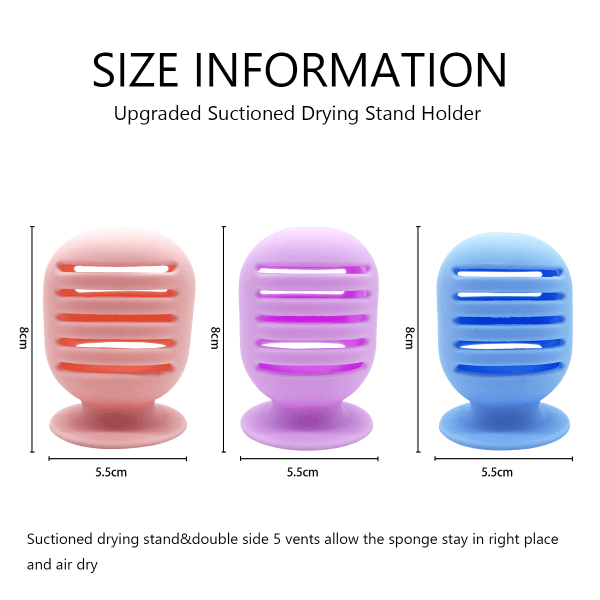 3-pak makeup svampeholder, silikone beauty blender holder etui