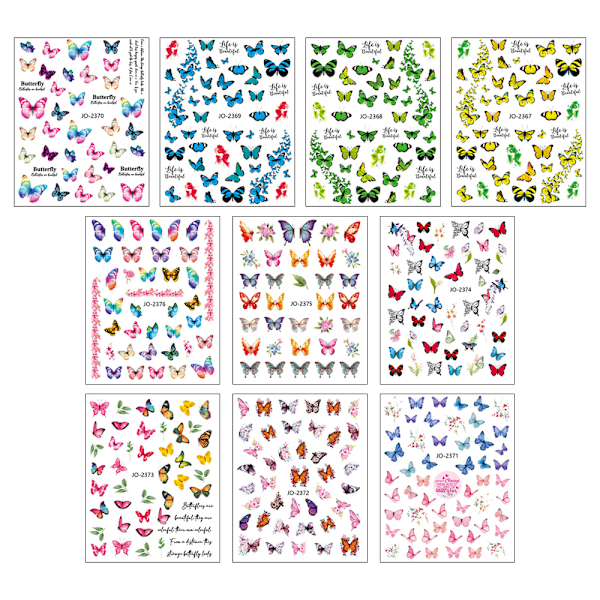 DIY Nagelkonstdesigner, Miljövänligt Material 5D Präglade Nageldekaler för Enkel Applicering av Nagelsalongseffekt, 10 Ark med Långvarig Lyster