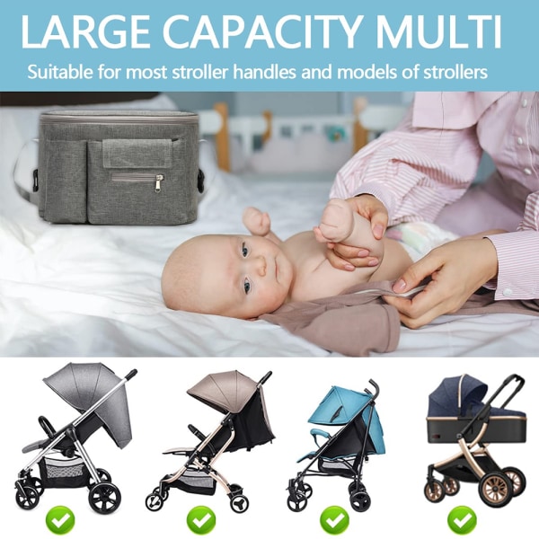 Utomhus hängande väska för barnvagn, bärbar, stor kapacitet, blå