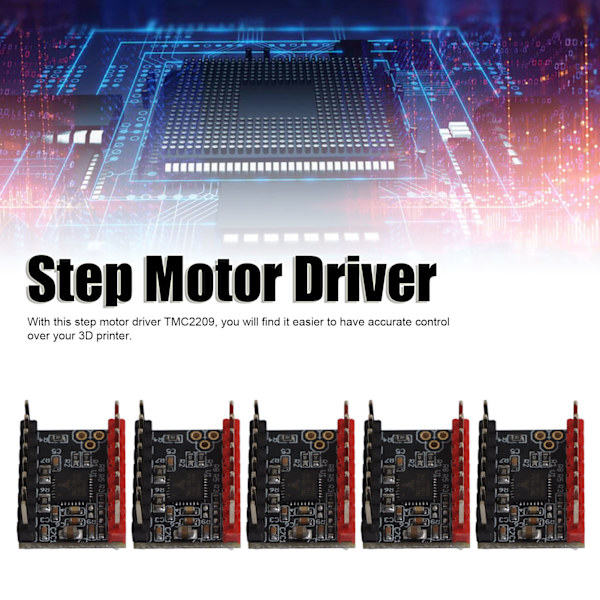 5 sett trinnmotor-driver UART-modus Ultralyd modul med kjøleribbe TMC2209 tilbehør