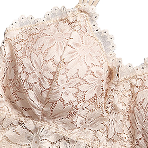 Spets-BH Bralette Vadderad Plus Size Linne Underkläder Hudvänlig Andningsbar Lätt Vadderad BH Underkläder Hudfärg L