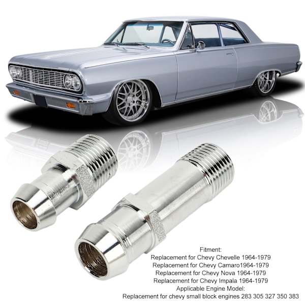 Varmeapparat Slangekobling 9514 Rustfritt Stål Slangekobling Erstatning for Chevy Chevelle Camaro Nova 1964 til 1979