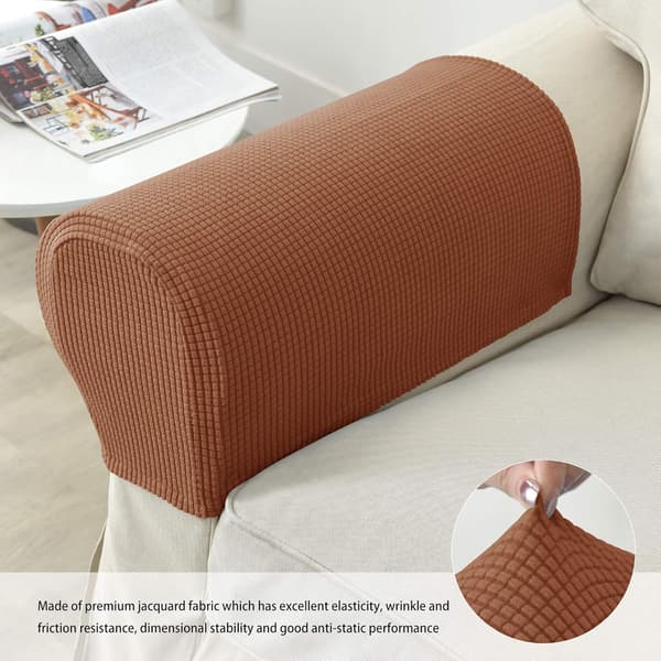 Set med 2 Jacquard Stretch Soffa Fåtölj Armstödsskydd Halkfria Möbelskydd Armstöd Överdrag för Soffa Vilstol