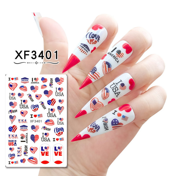 4th of July Nail Art Stickers, Självhäftande Flagg Nail Art