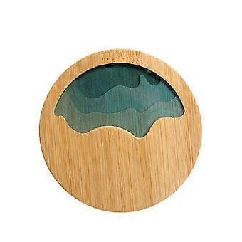 1 st Rund Kopp Pad Epoxiharts Transparent Bambu Isolering Pad Landskapsmönster