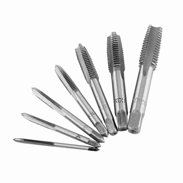 7st Metriska Gängstål Tappverktyg M3, M4, M5, M6, M8, M10, M12
