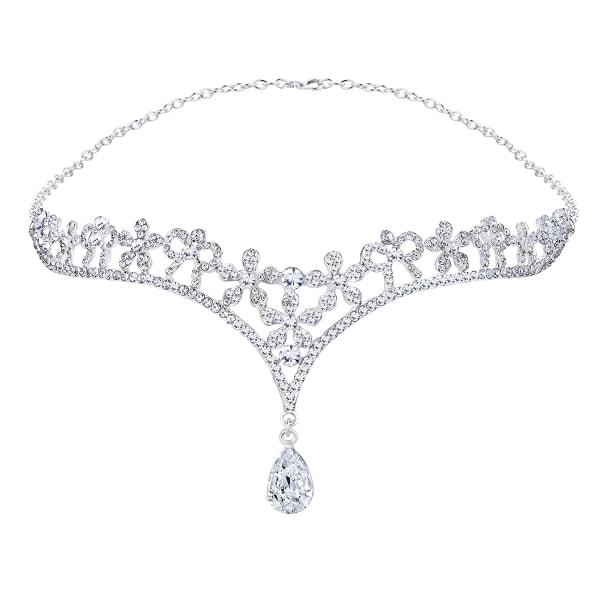 Bröllop Brud Kvinnors Crystal Flower Decor Crown Pannband Headd