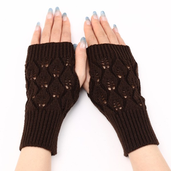 Vinterarmvarmere votter Strikkede fingerløse hansker for kvinner,