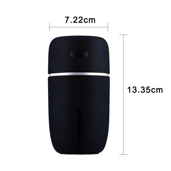 Mini kannettava USB kostutin, hiljainen, säädettävät sumutilat (musta)