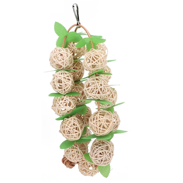 Pet Parrots Biting Toy Rattan Boll String med Löv Fågelgunga Tuggleksak Bur Dekoration Trä Färg Boll S