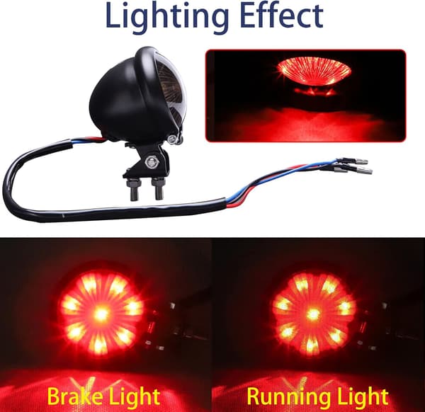 Røde LED Baglygter Custom Justerbar Halebremse Til Cafe Racer Chopper Bobber (Røg Sort Linse)