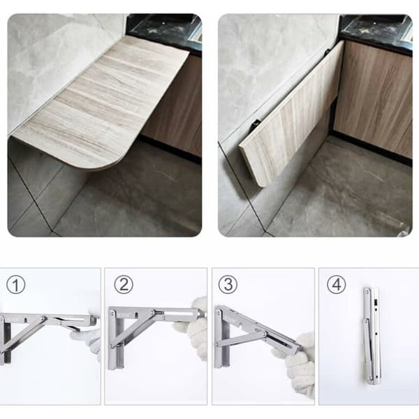 DIY Beslag Innovation: Pladsbesparende Foldbare Hyldeknægte, Robuste Rustfri Stål Støtter til Kraftig Brug, Nem Installation Sikrer