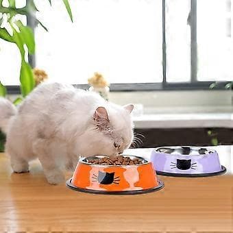3 st Djurskålar Rostfritt Stål Halkfri Bas Hundskål Kattskål med 2 Mattskopor