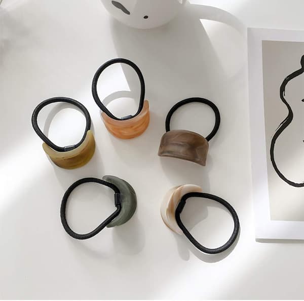 Stilig oval hårstrikk, celluloidacetat, skånsom elastisk strikk for daglig bruk (3-pakning)