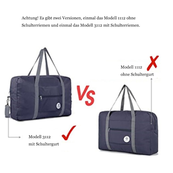 Kompakt løsning: Foldbare tasker med stor kapacitet, vandtæt polyester, designet til problemfri flyrejser (mørkeblå)