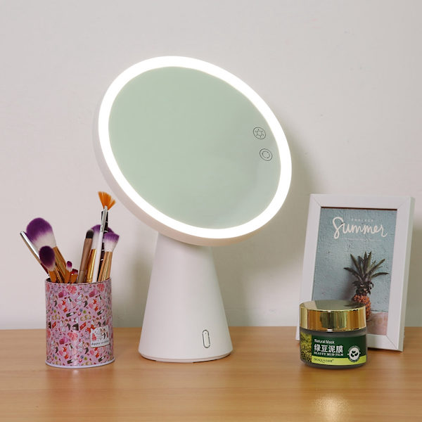 Multifunktionel LED-lys Makeup Spejl Bordplade Touch Screen Bluetooth Audio Bordlampe