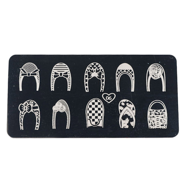 Rustfrit Stål Rektangulær Neglekunst Stemplingsplade DIY Manicure Trykning Billede Skabelon 6#