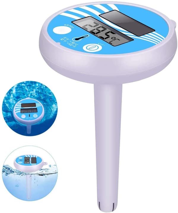 LCD Digital Display Termometer, mångsidig design för inomhus- och utomhuspooler, badkar, akvarier, dammar (solcellsdriven display)