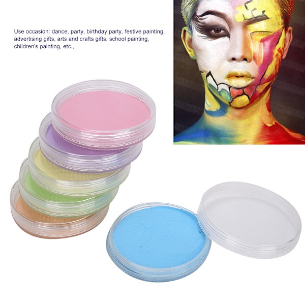 6 Farver Krops- og Ansigtsmaling Vandbaseret Halloween Party DIY Fancy Makeup Mat Pigment