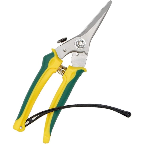 Trimmers i rostfritt stål med hög hårdhet, mångsidig trädgårdssax för exakt klippning av blomstjälkar, ergonomiskt handtag och tandat blad för trimning