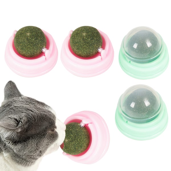 4st kattmyntabollar, roterande interaktiva kattleksaker, tandrengöring