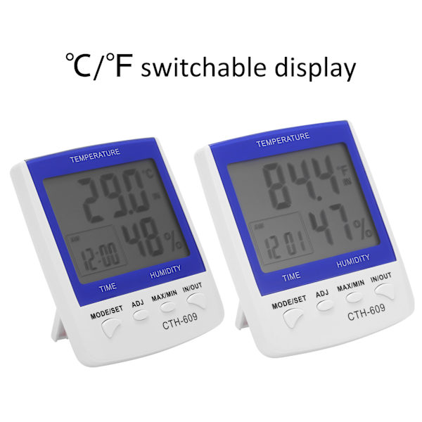 CTH‑609 Digital Termometer Hygrometer Väggmonterad Temperatur Fuktighetsmätare för Hem Gård Växthus