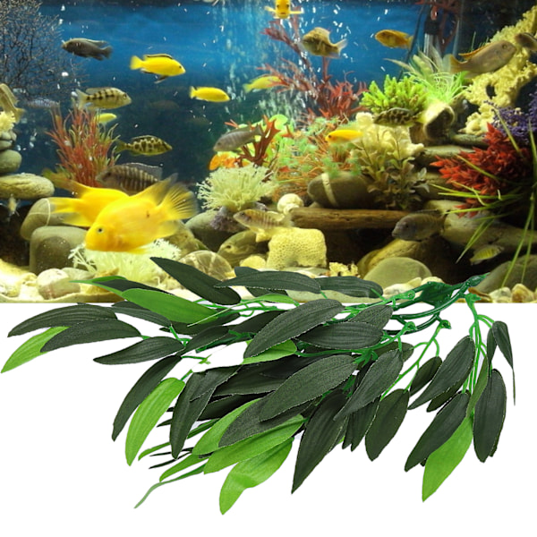 Kunstige Reptilplanter Livagtige Plastikplanter Hængende Blade Dekoration med Sugeskål til Reptiler Terrarium Akvarium T-044F