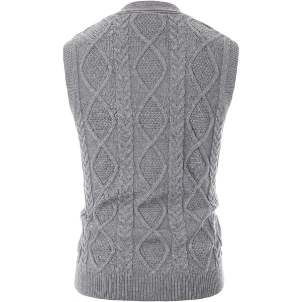 Herre Genser Vest V-hals Ermeløs Kabel Strikket Cardigan Vest