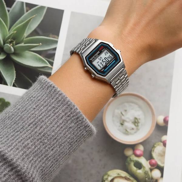 Klassisk Quartz LED Digital Herreur med Rustfrit Stål