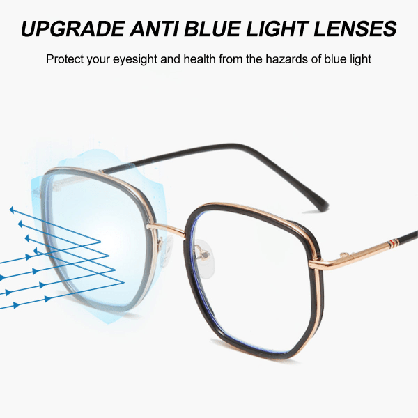 Anti-blåt lys mode retro ultralette briller med stort stel, m