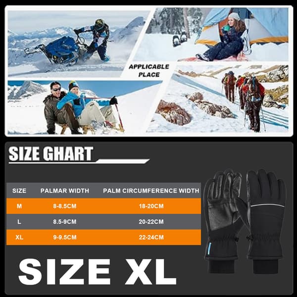 Vinterhandsker -30℉ Vandtætte vindtætte termiske touchscreen-handsker til ski, vandring, løb, mænd og kvinder