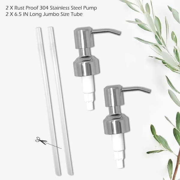 Noggrann Dosering Rostfri Tvålpumpsersättning, Universell Passform för 1 Liters Flaskor, 2-pack