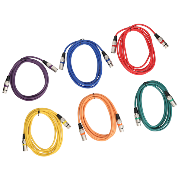 6 st XLR Hane till Hona Kabel 3m Dubbla Lager Skärmning Stark Anti-Interferens XLR Mikrofonkabel