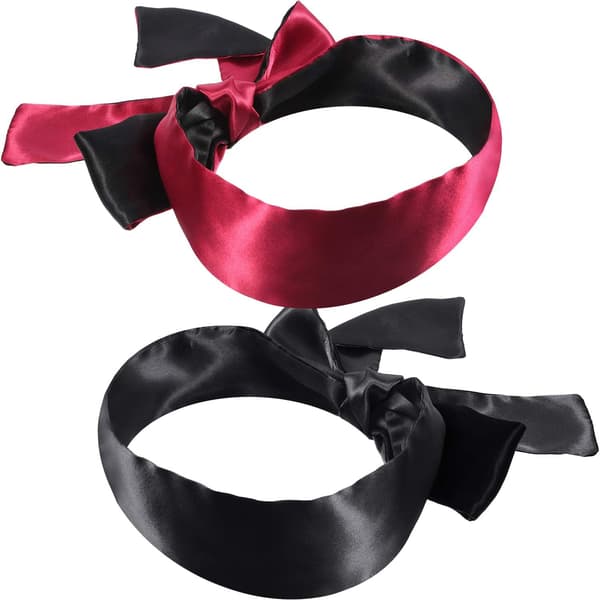 2-pack sovmask satin ögonmask ögonbindel, 150 cm (svart ros