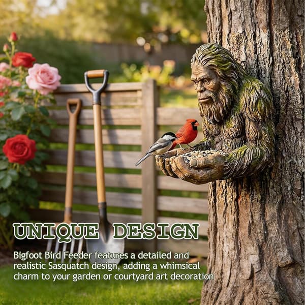 23,5 cm Bigfoot fuglefoderhus harpiks ornament til haven