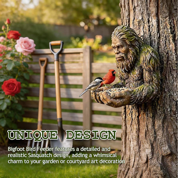 Bigfoot fuglefoderhus harpiks ornament til haven