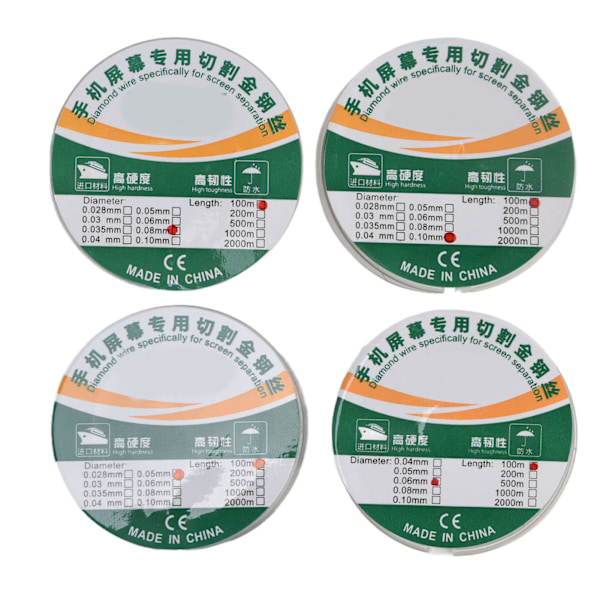 4 stk. Klippewire Molybdenlegering Separasjonslinje for Mobiltelefon LCD-skjerm 100 meter lang